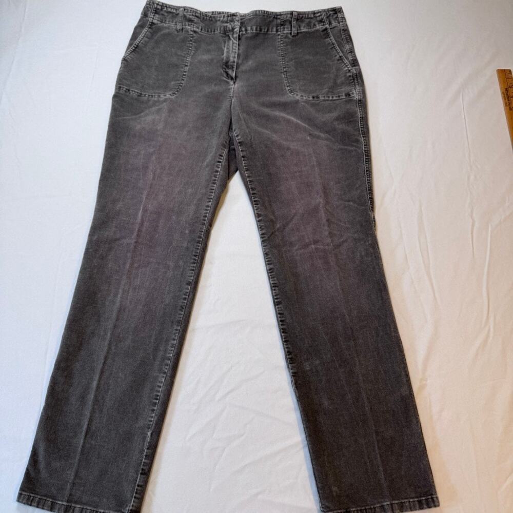 J.Jill Women's 16 Gray Corduroy Straight Leg Pants Stretch Washed Casual